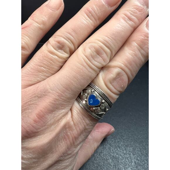 Vintage Sterling Silver Heart Ring | Indonesian Artisan | Size 10–10.25 - Picture 3 of 16